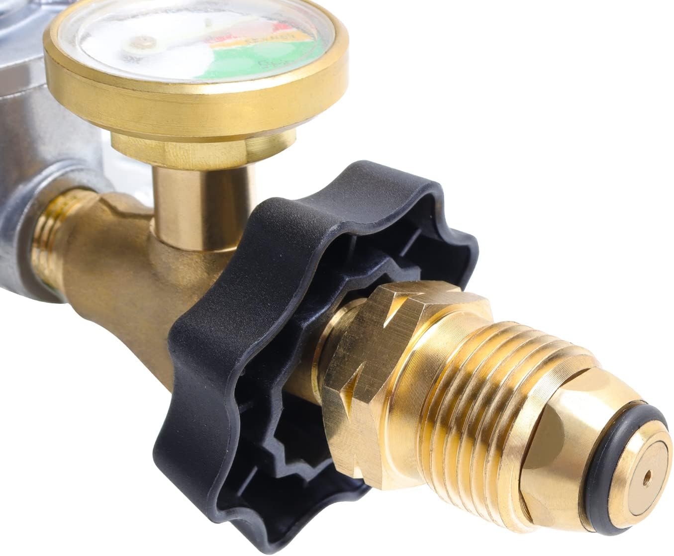Two-Stage Propane Regulator Horizontal with Gauge and POL 2 Stage Regulator 3/8 Female NPT Connection for 20-100lb Tank, Grill, Heater