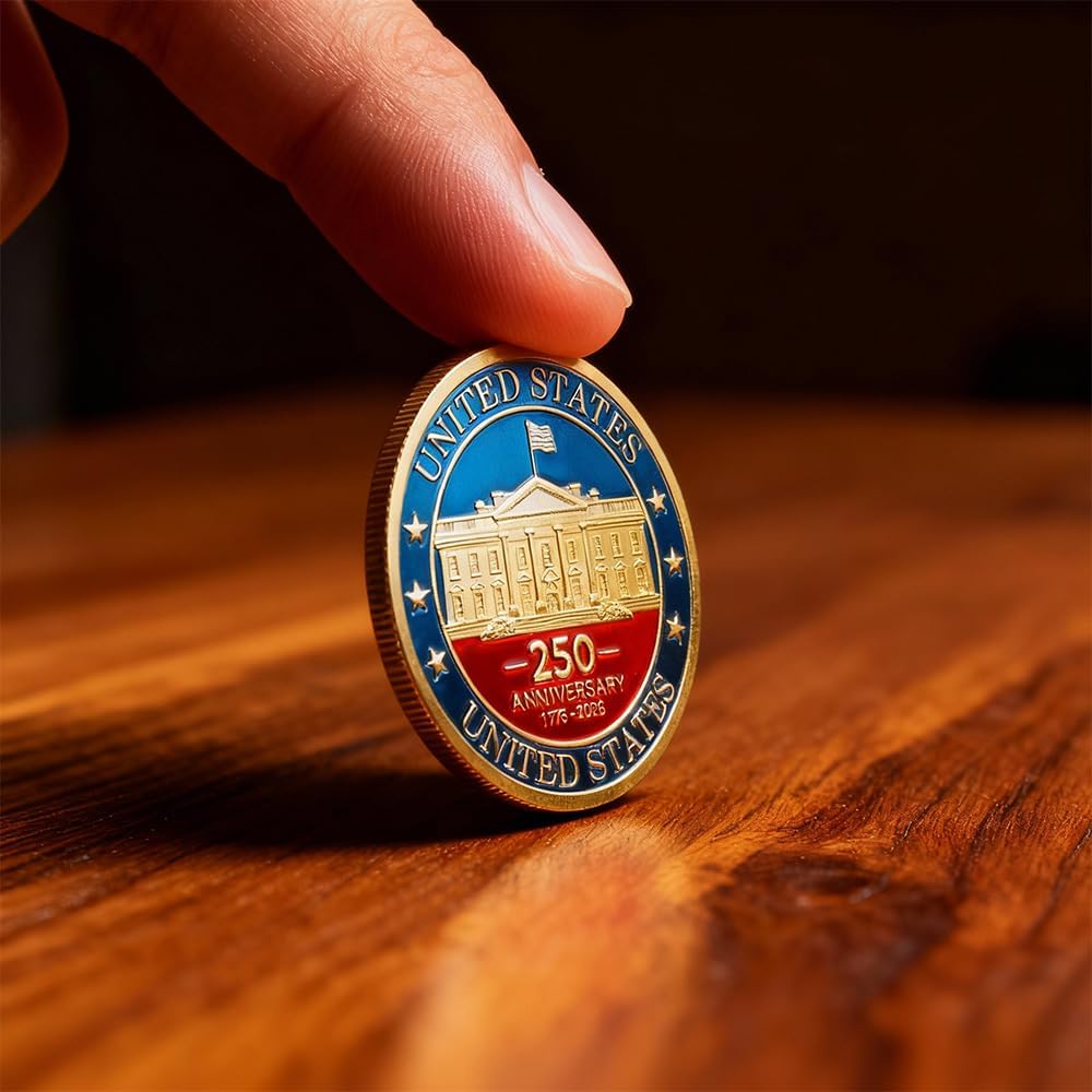 250th Anniversary Challenge Coin, Double-Sided Military Challenge Coin for 250 Years Anniversary/Veterans/Independence Day (1.57") image 3