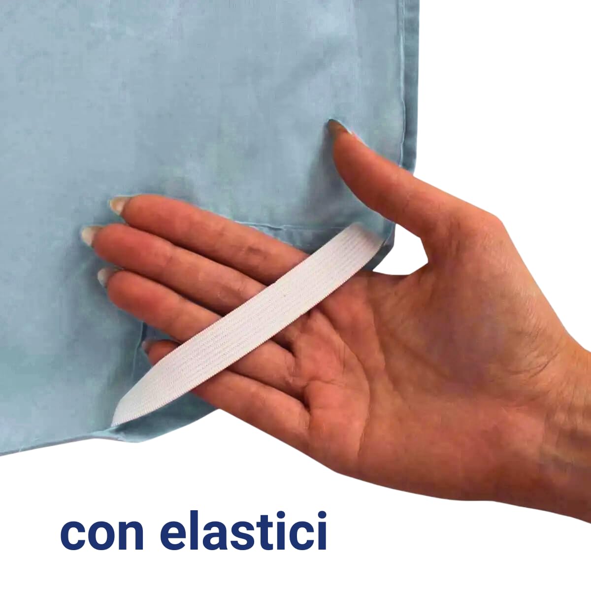 Lenzuolo con Angoli Elastici per Brandina da Asilo in Puro Cotone 100%, 60x135 (Cuori blu)