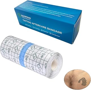 Tattoo Aftercare Bandage Roll 6in*2.2yd - Waterproof Transparent Second Skin Tattoo Cover, Breathable Latex-Free Adhesive Wrap for Swimming, Showering & Tattoo Healing