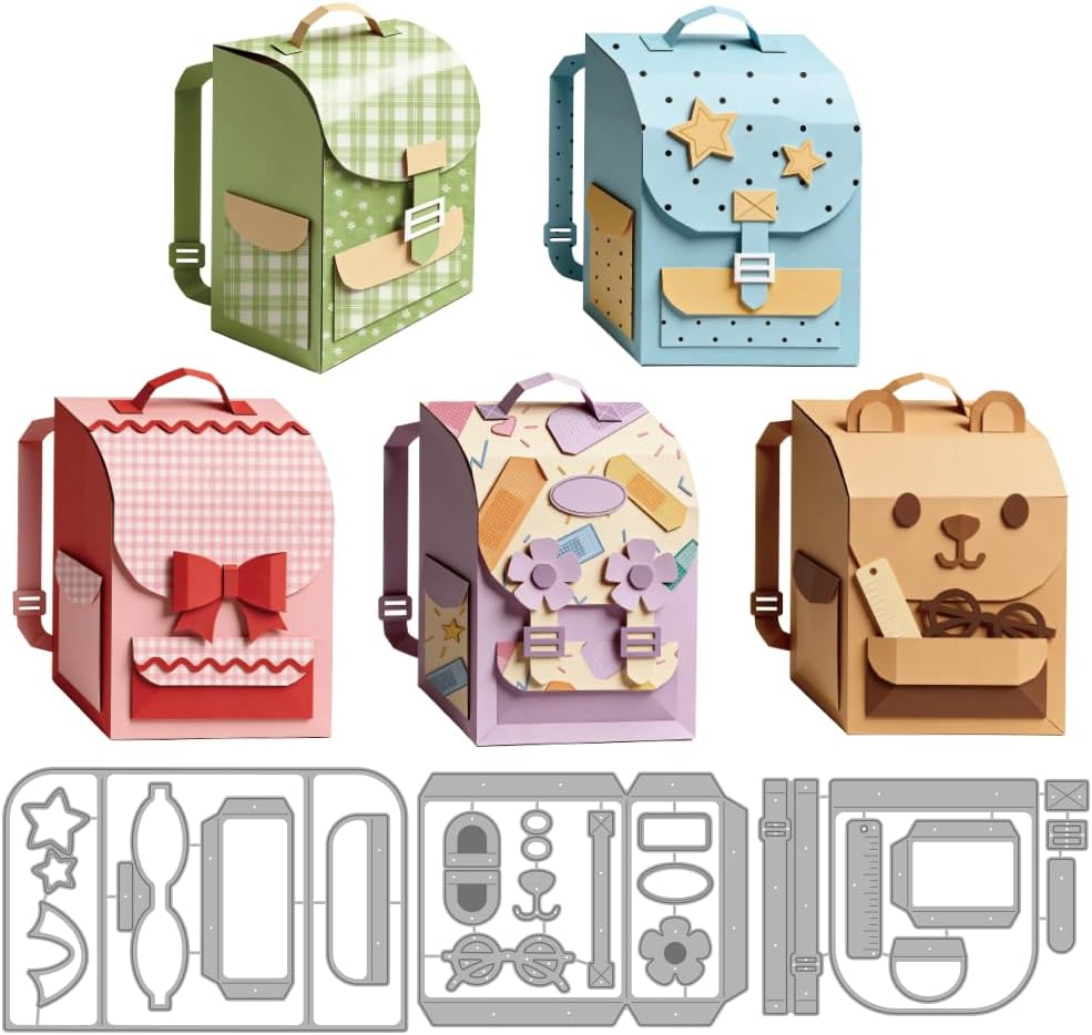 MAYJOYDIY 3D Backpack Metal Cutting Dies Handbag Carbon Steel Stencils Schoolbag Embossing Template Dies for DIY Paper Craft Card Making Scrapbooking Album Decor