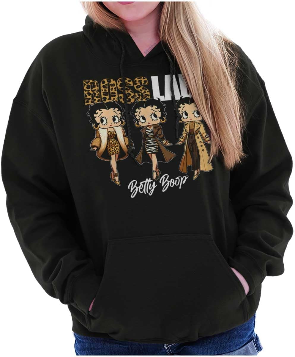 Brisco Brands Betty Boop Cheetah Print Boss Lady Hoodie Sweatshirt Women