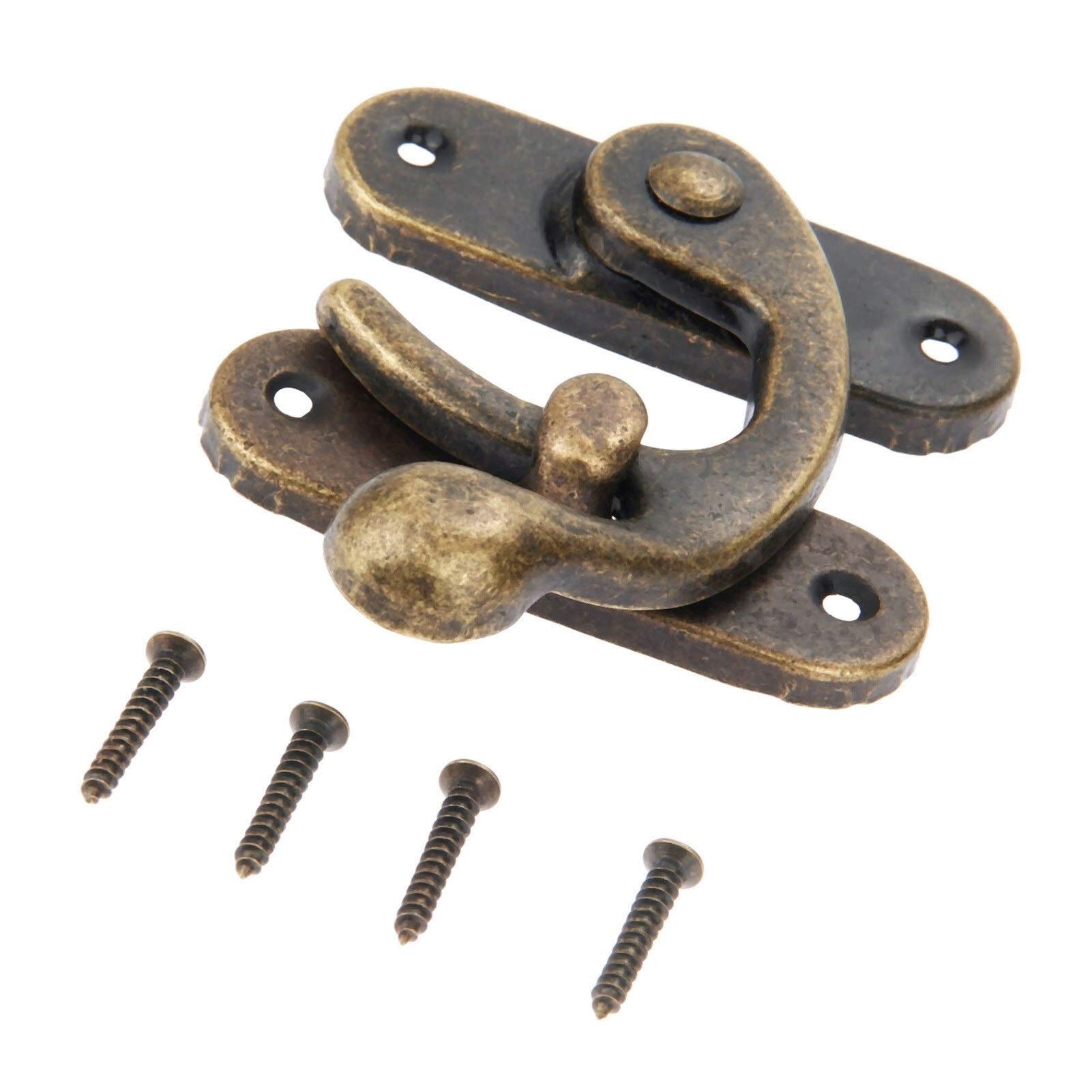 SHALLEZSOU Key Hasp Lock Antique Decorative Box Hasp Latch Hook 101 * 85mm Zinc Alloy Hardware for Vintage Jewelry Chest Suitcase