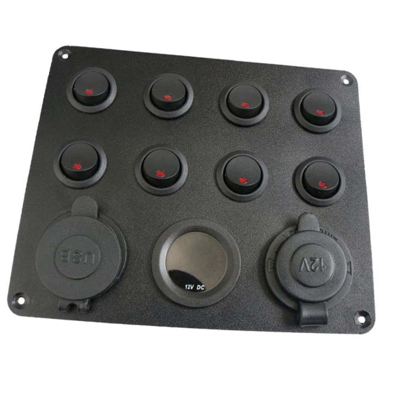 Panel de 8 Bandas Voltímetro Digital y Doble USB 4.2a para Uso Marino y Automotriz