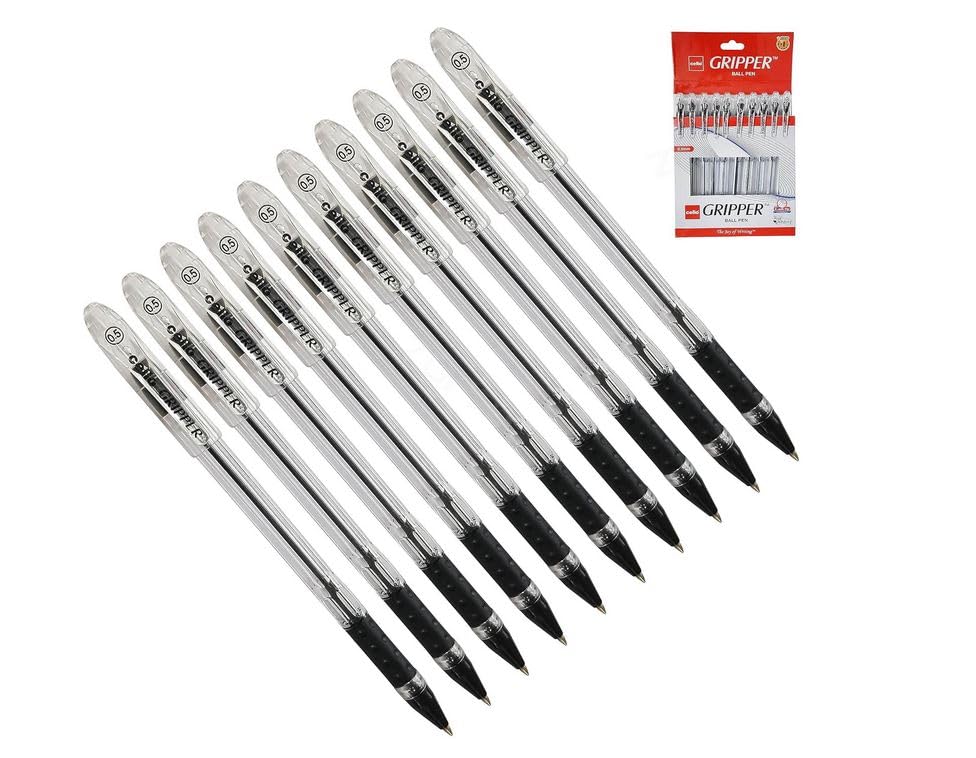Cello Gripper (Black) Ball Pen - (Pack of 10)