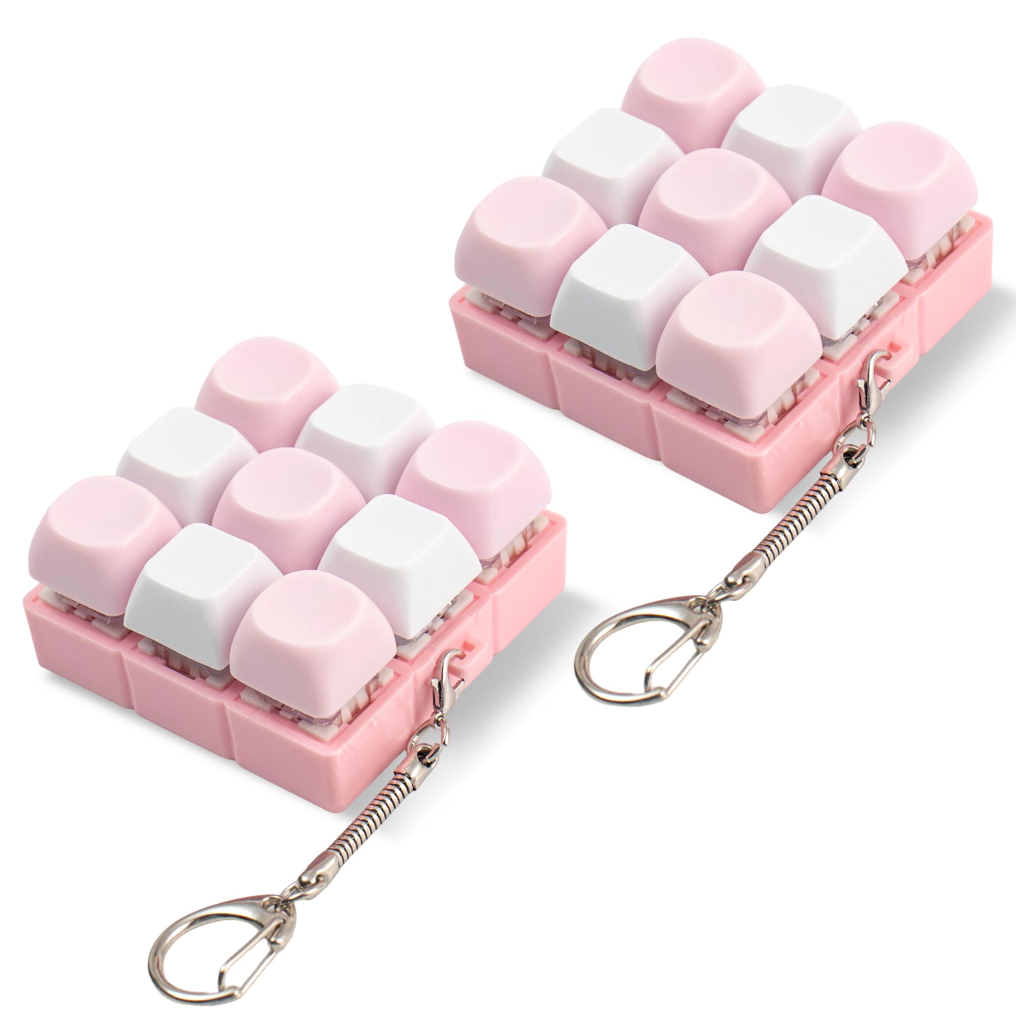2 Pcs Pink Keyboard Fidget Toy, 9 Keys Creamy Clicker Keyboard Fidget for Adults Relieve Stress and Anxiety Decompression Keyboard Fidget Keychain — image 1