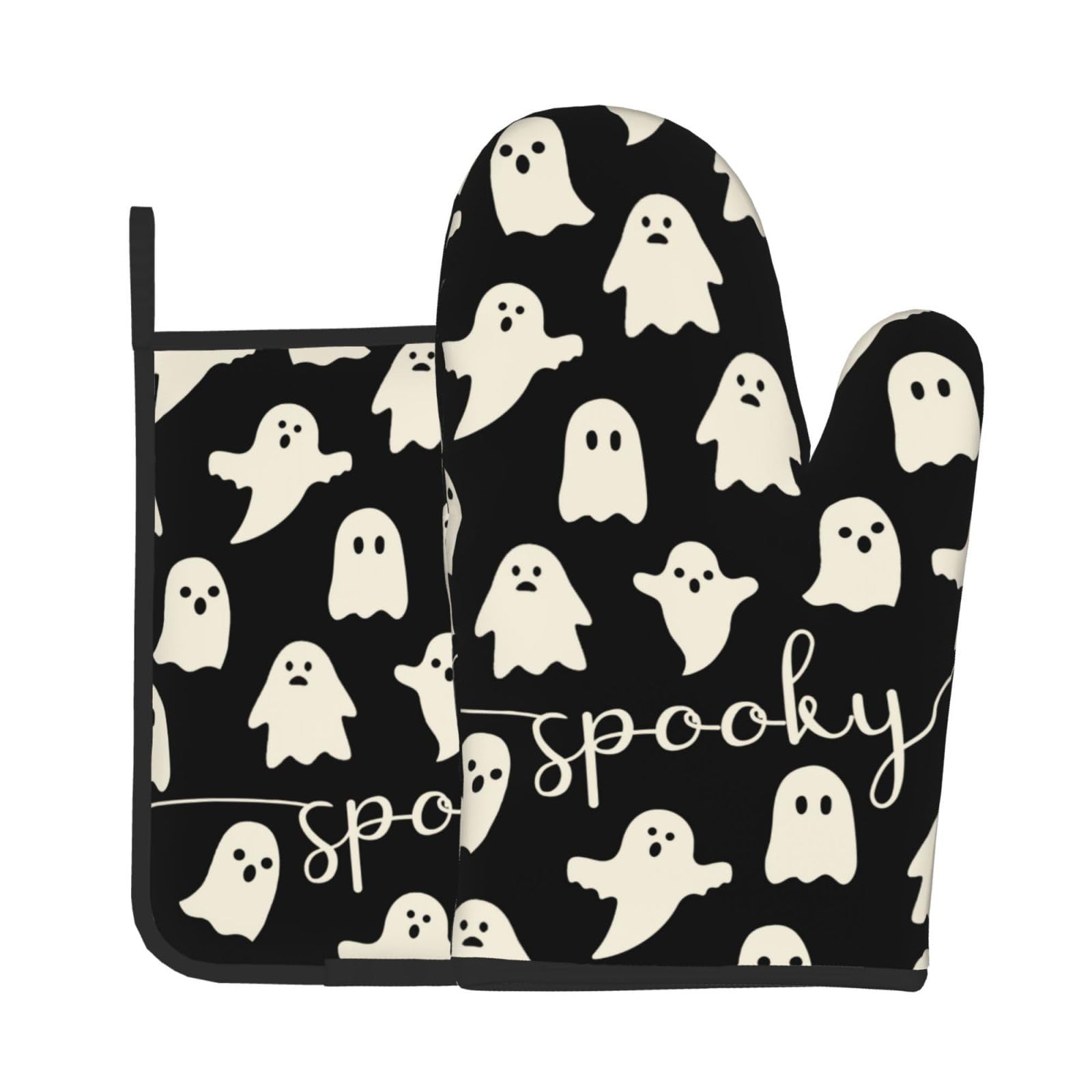 Halloween Ghost Oven Mitts and Pot Holders Sets 2 Pack