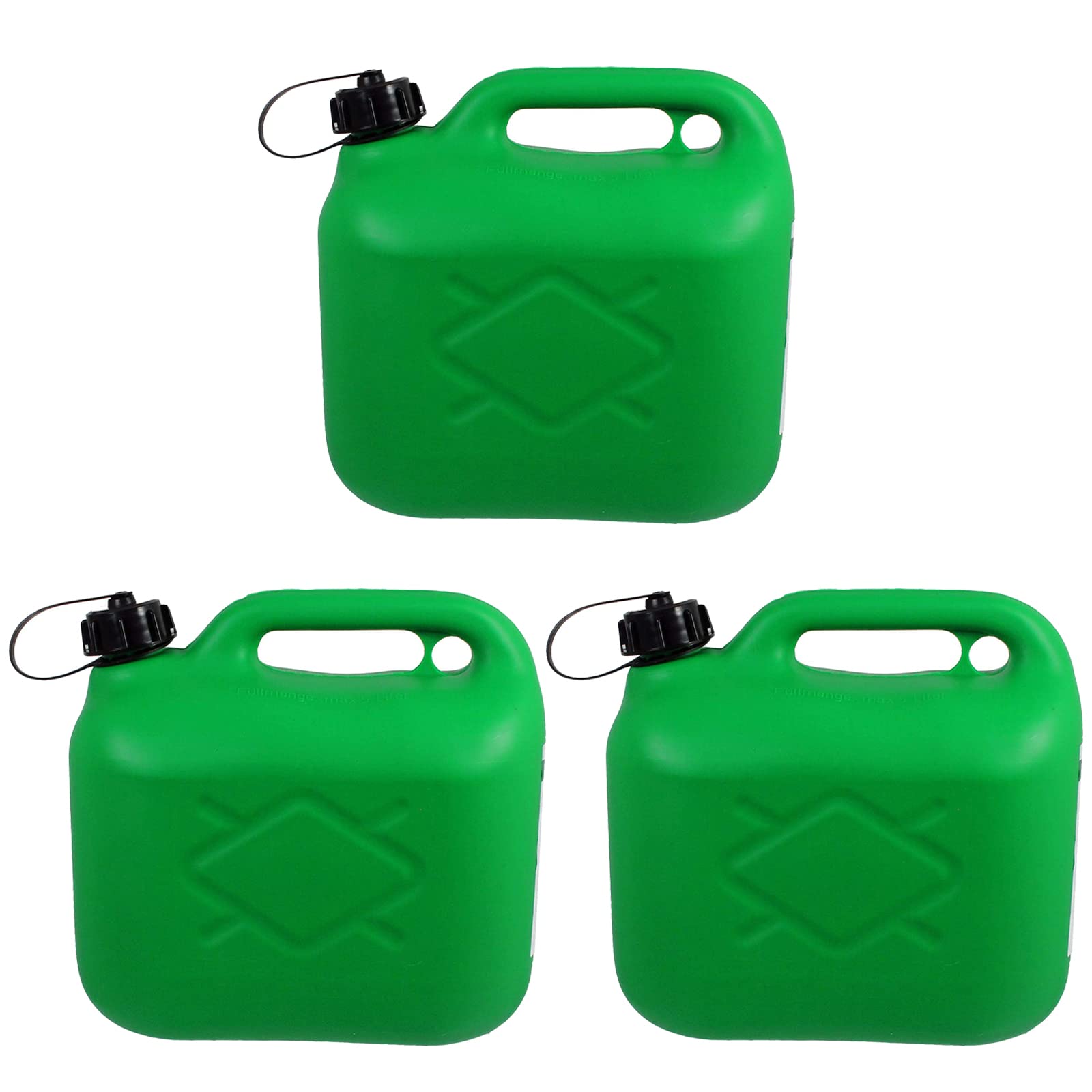 SPARES2GO Fuel Can Petrol Diesel Jerry Canister with Flexible Spout (5L, Green, Pack of 3)