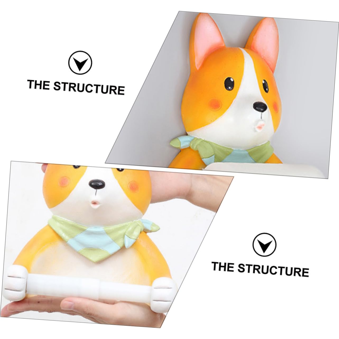 Portarrollos de Papel Higiénico Colgante Forma de Corgi de Resina | 1, Diseño de Perro, Almacenamiento de Pañuelos, Decoración Mural, Estilo Compacto
