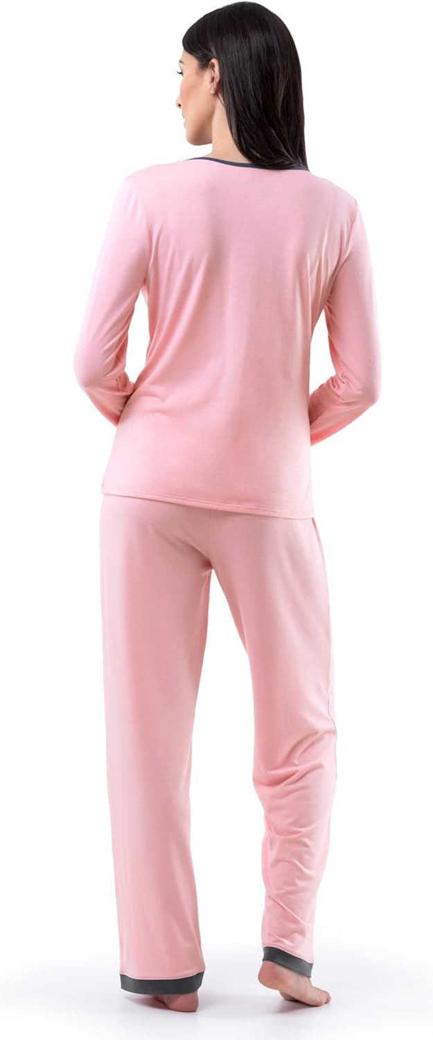 Fruit of the Loom womens Long Sleeve Tee and Pant 2 Piece Sleep Set - Image 2
