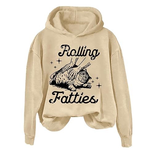 Heevina Hoodies For Women Rolling Fatties Women Fat Cat Printed