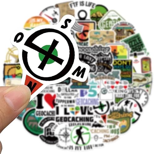 Miniatura 5 de Geocaching Stickers 50 calcomanías de vinilo impermeables Geocacher Geocache para botellas de agua, bicicleta, laptop, refrigerador, equipaje