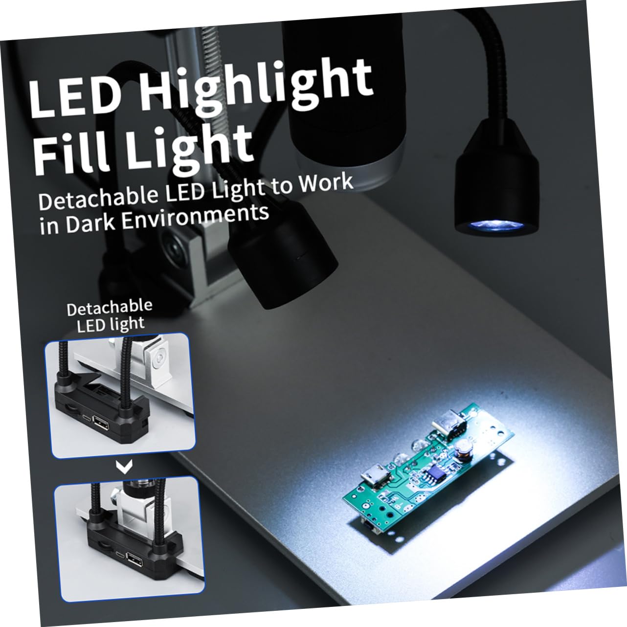 Digitales USB Mikroskop 12mp mit 9-Zoll LCD, Schwarz | 1–1600-fache Vergrößerung, 8-fach Optik, Videoaufnahme, für Münzen, Briefmarken und Elektronik
