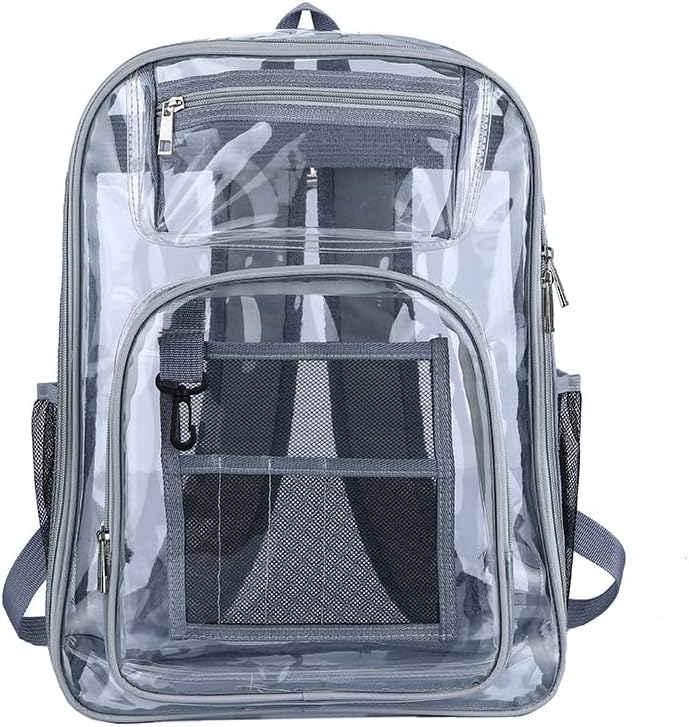 Birity Mochila transparente Mochila resistente y grande de PVC transparente, bolsa de libros transparente para adolescentes y adultos, bolsa