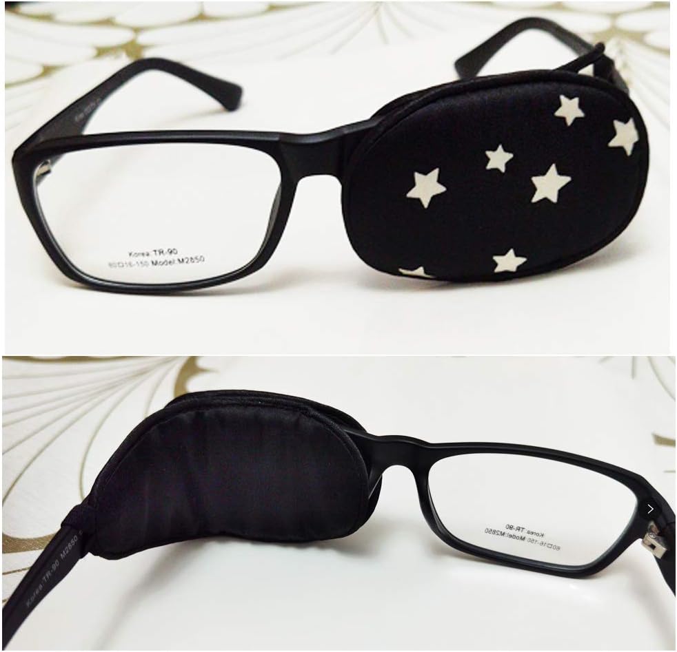 Adult Silk Glasses Eye Cover Amblyopia Strabismus Lazy Eye Patches (Black Star)