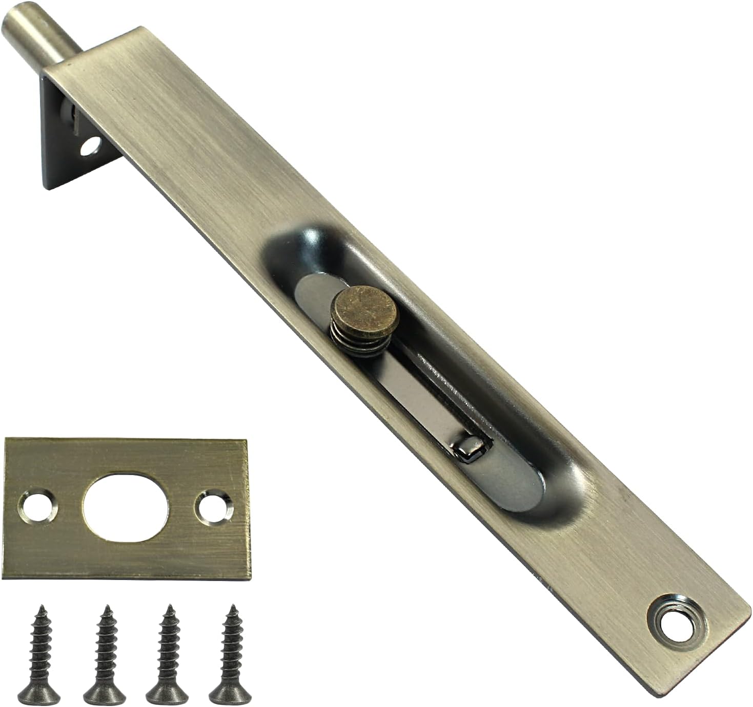 6 Inch Stainless Steel Door Flush Bolt Latch, French Door Lock Latch L Type Lever Action Flush Bolt (Antique Bronze)