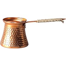 Copper Turkish Coffee Pot, Stovetop Cezve, 300ml, Gold