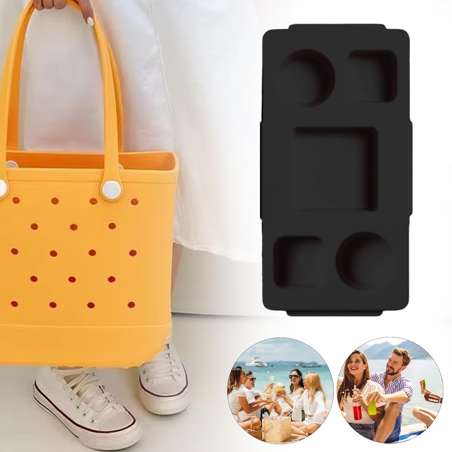 ビーチバッグ トップオーガナイザー | EVAカップスナックトレイ ビーチバッグ用 - 多機能ストレージソリューション 電話スタンド