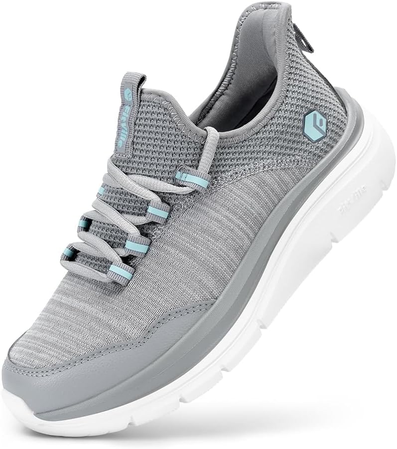 FitVille Women's Slip On Sneakers Wide Shoes Hands Free Running Shoes Slip-On Walking Shoes for Flat Feet Plantar Fasciitis Heel Pain Relief - Cloud Walker V7