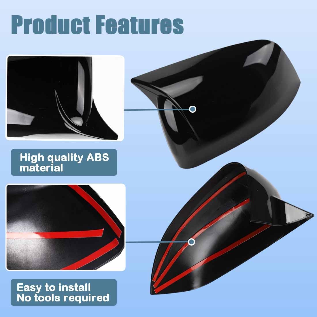 XITER Rear View Side Mirror Cover Side Mirror Cap for Durango 2011-2026/Grand cherokee 2011-2021,Glossy Black