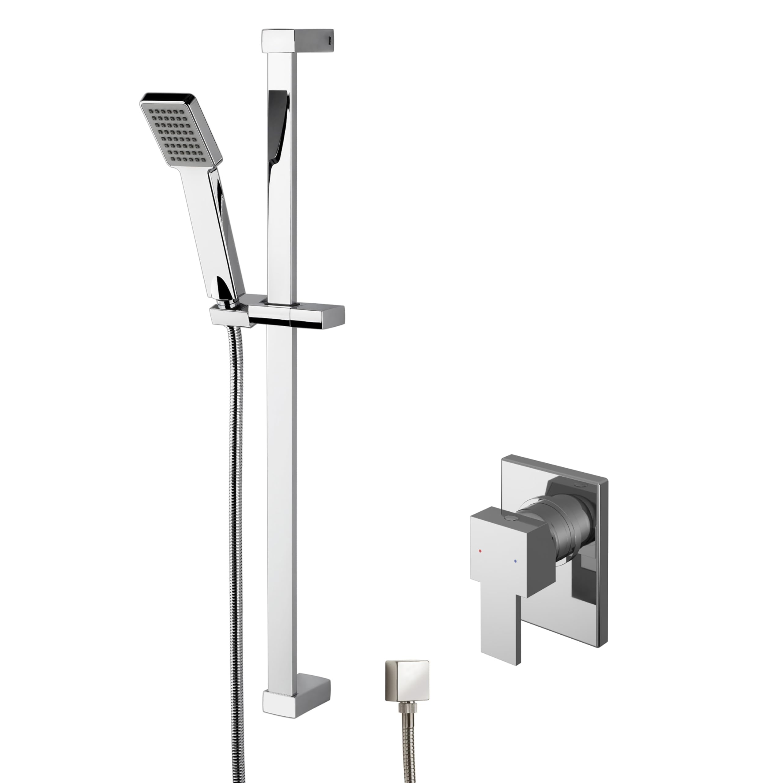 Balterley Ripple Concealed Square Manual Valve & Slide Rail Kit Shower Bundle Set - Chrome