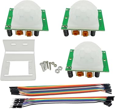 HC-SR501 Infrared PIR Motion Sensor Human Body Sensor Module 3pcs + 3pcs Dedicated Housing + Driver + 20P Cable 10 Female + 10 Male