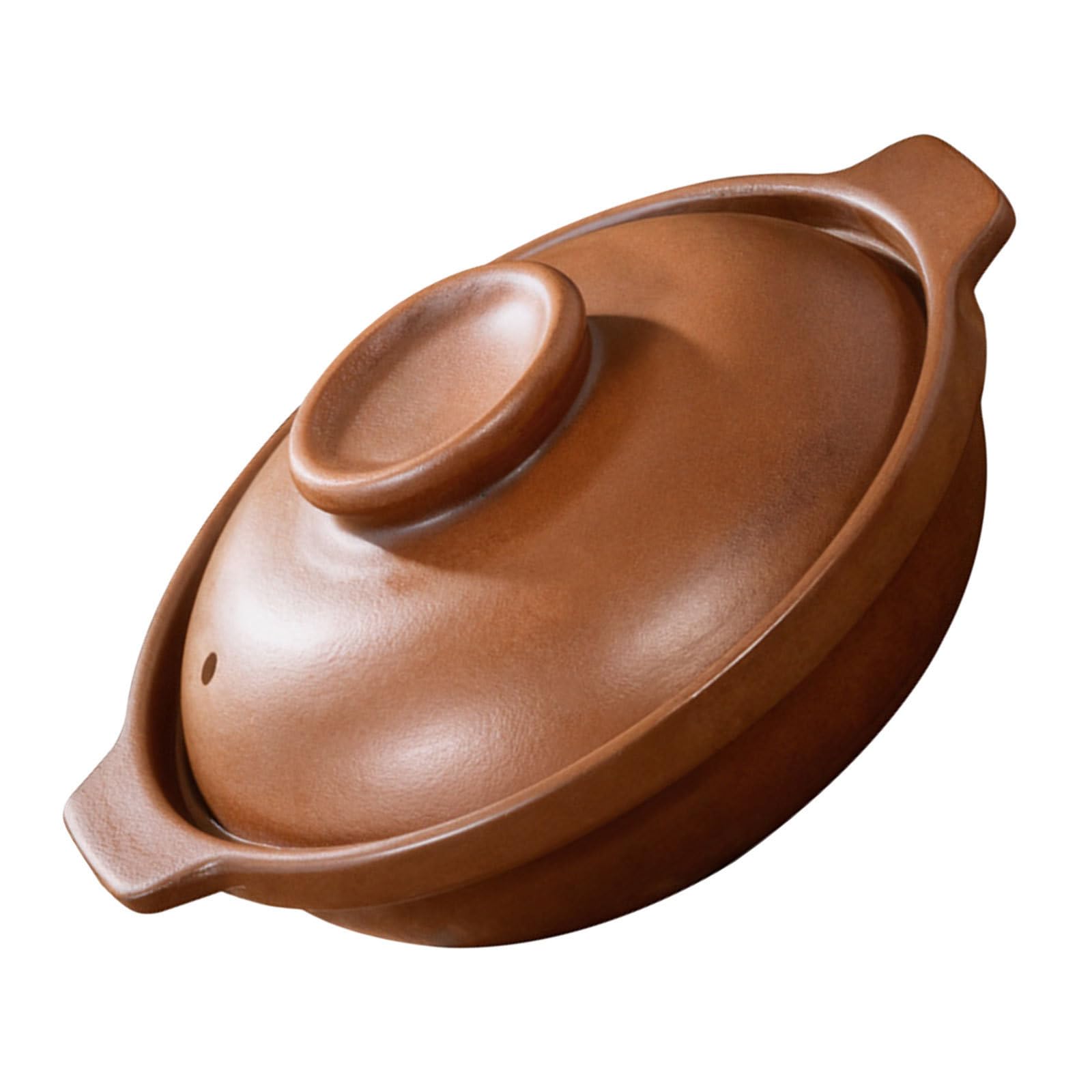 Tegame in Argilla Marrone 1l per Stufati e Riso, Classico | 1-2 Persone, Distribuzione Uniforme del Calore, Assorbimento del Sapore, Casa e Cena