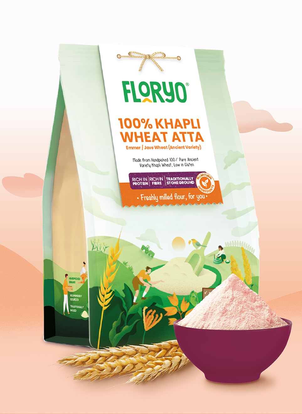 Floryo 100% Khapli What Atta | Emmer/Jave Wheat | Combo Pack of 2| Low Gluten | Freshly Milled After Order | No Preservatives | 2 x 1 Kg (B0DH3KDQ9L) Amazon Price History, Amazon Price Tracker