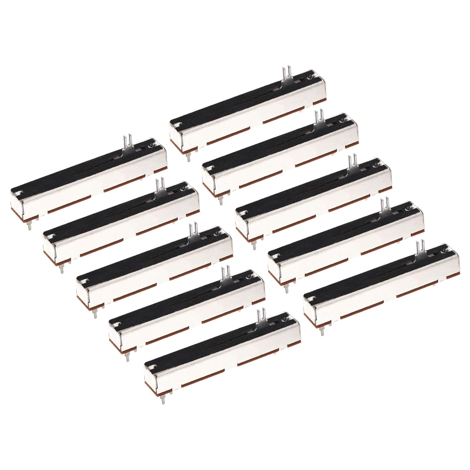 MECCANIXITY 10Pcs Straight Single Linear Slide Potentiometer 3 Pin B10K 88mm(L) 60mm Travel 4x10mm Handle Fader Variable Resistors Mixer Electronic Potentiometer for Dimming Tuning