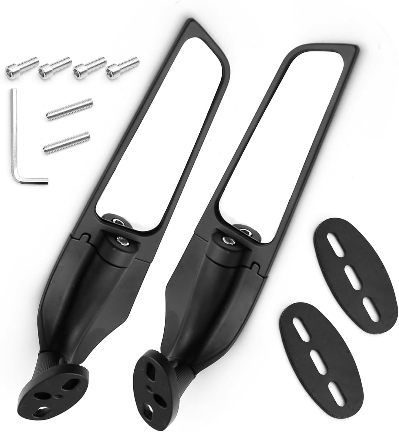 Racing Motorcycle Rear view Mirrors Black with Double Rotating Side Mirror Replacement for Suzuki GSXR 600 750 1000 for Honda CBR 250R 300R 500R for Kawasaki ZX6R ZX10R ZX12R ZX14R