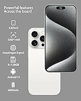 Vista 2 de Echoamo A15 Pro Max 5G Unlocked Cell Phone, 4GB +128GB Unlocked Android 13 Mobile Phone, 6.82" FHD50+108MP Camera, 6800mAh Battery, Dual SIM