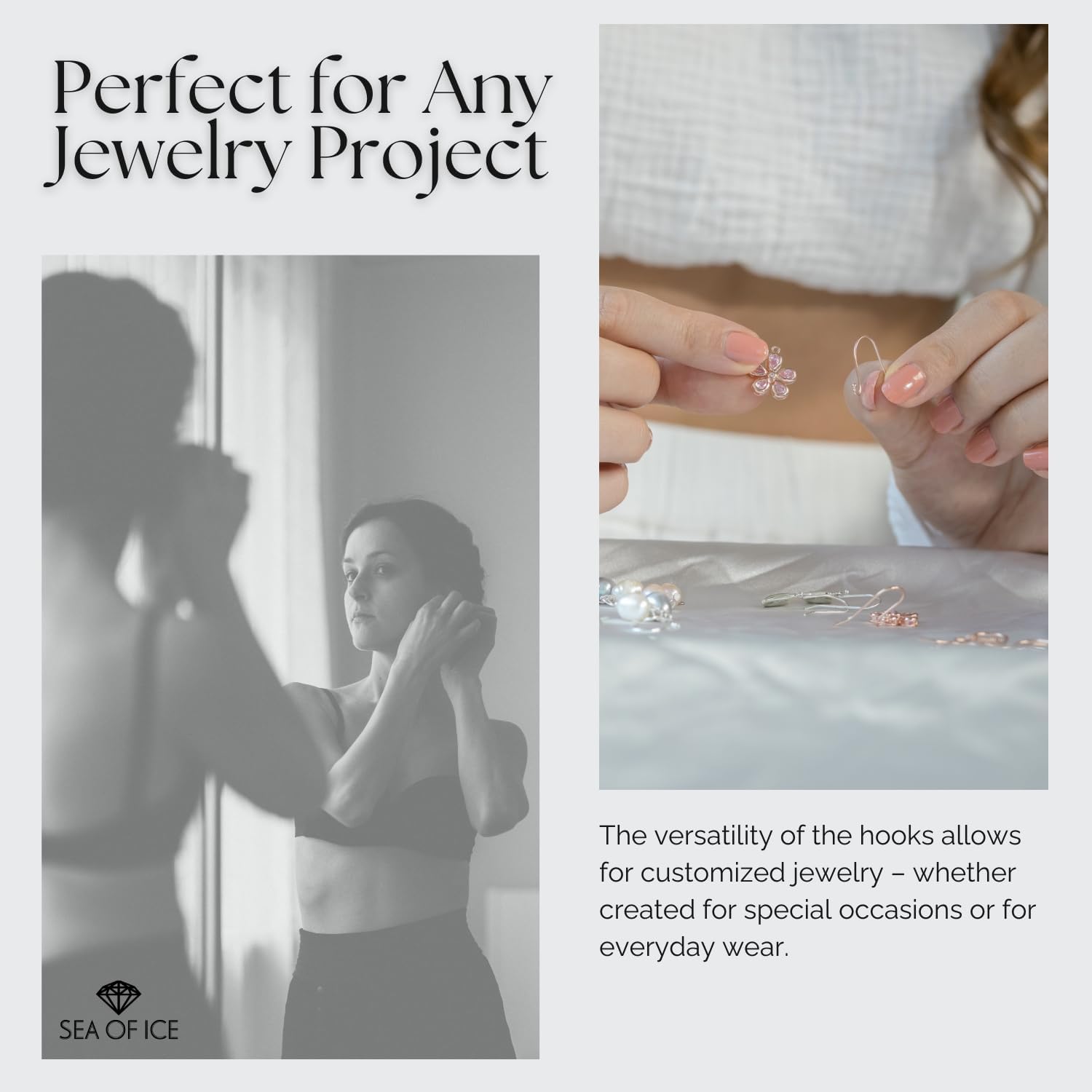 Sea of Ice 925 Sterling Silver Ear Wires Ball End French Earring Hooks for Drop Dangle Earrings Jewellery Making, DIY Jewellery Findings Parts 24 Pcs/ 12 Pairs