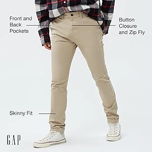 GAP Mens Essential Skinny Fit Khaki Chino Pants