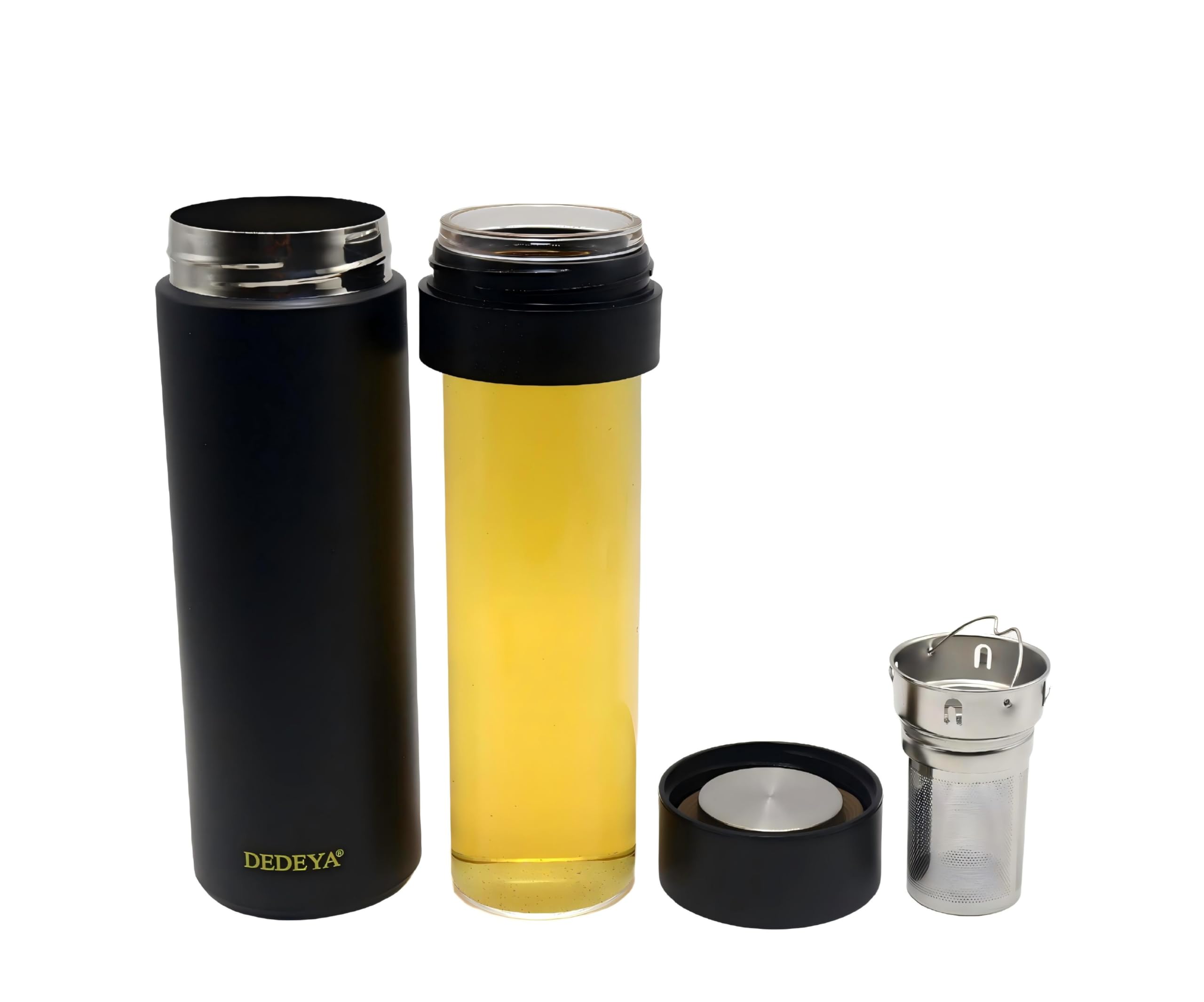 Photo 1 of DEDEYA 15oz glass lined thermos with Infuser for Hot and Cold drink
