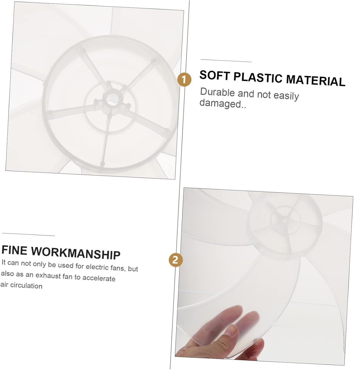 SOLUSTRE 2pcs Fan Blade Replacement Fans Plastic White