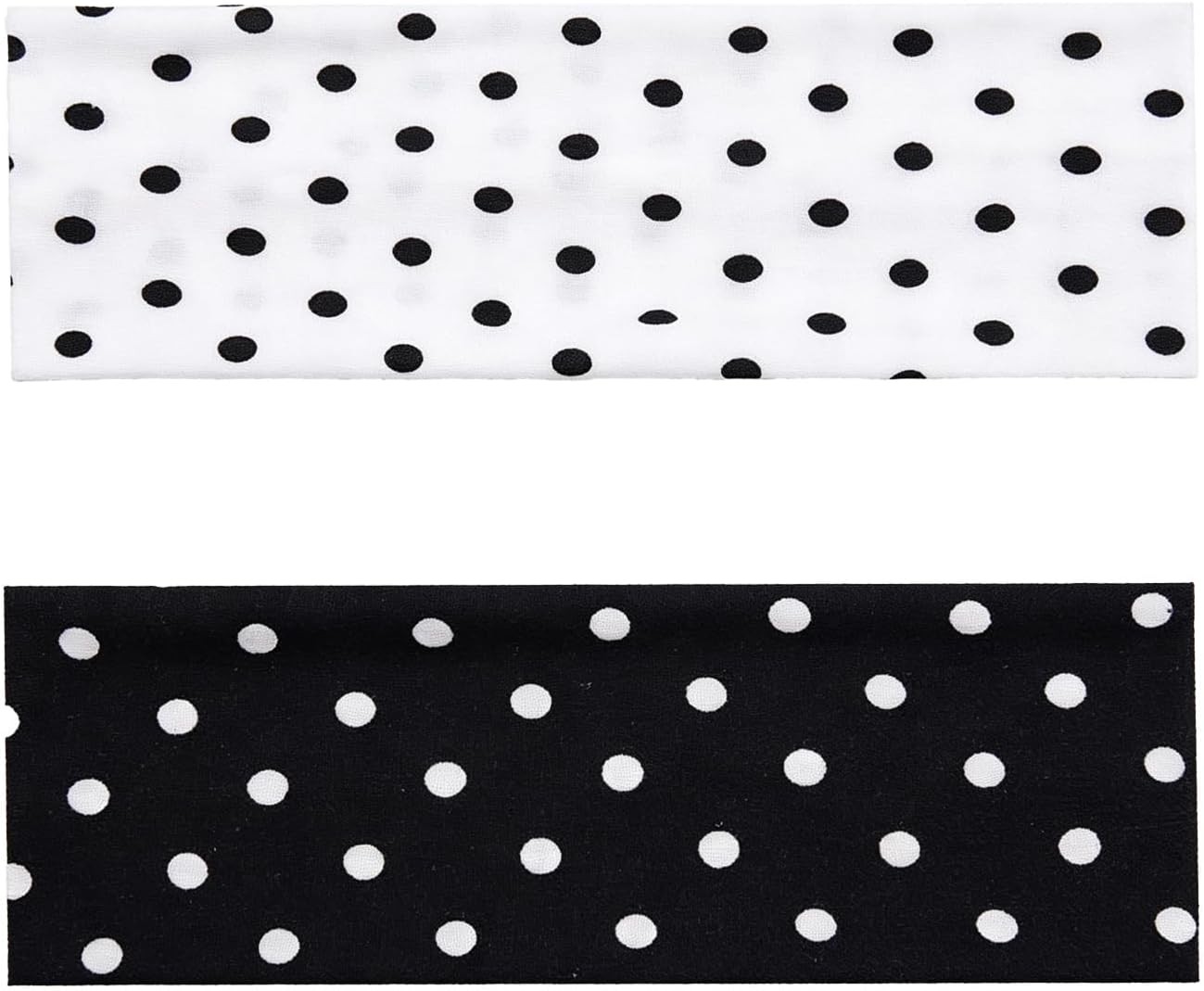 2 Pcs Polka Dot Headbands for Women Black and White Vintage Stretchy Elastic Non Slip Soft Wide Stylish Fashion Polka Dot Sweatband Headband Hair Accessories Sports Yoga Workout Hiking Running