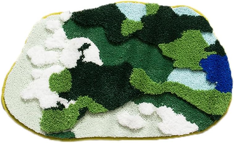 Beyond Your Thoughts Cute 3D Moss Rug Soft Shaggy Absorbent Non-Slip Carpet for Bathroom Machine Washable Floor Carpet
