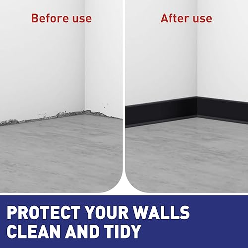 Miniatura 6 de Moldura flexible para zócalo, base de pared de vinilo autoadhesivo de 4 pulgadas x 40 pies, base de goma para despegar y pegar, con 1 cuchillo