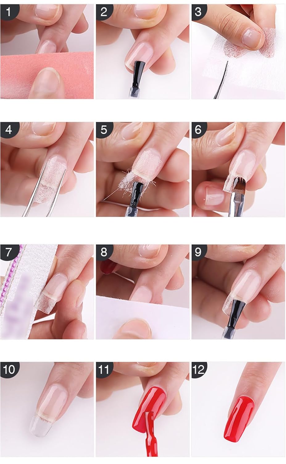 White Nail Extension Fibers, Quick Extension Nails Art Fiberglass, Non-Woven French Fingernail Warp, Magical Fingernails Extension Silk Tools, False Manicure Salon or Home Use (100 Pieces)