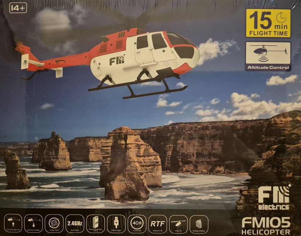 FM-Electrics BO-105 RC Helikopter C186 Rot-Weis Flybarless 6G 4-Kanal RTF 2,4GHz
