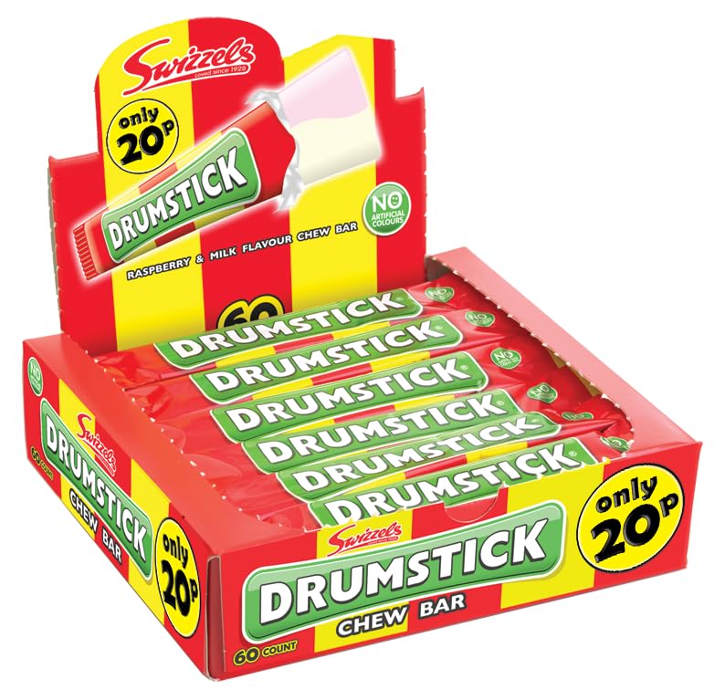 Swizzels Drumstick Chew Bar (6 x 60 packs), Individually Wrapped Chewy Bulk Sweets, Swizzels Sweets for Party Bags, Events and More