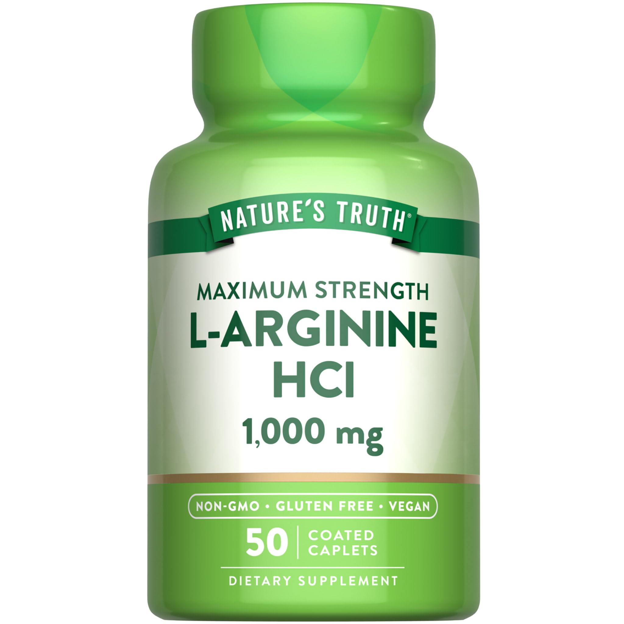 Nature's Truth L-Arginine HCL 1000mg | 50 Caplets | Essential Amino Acid Supplement | Vegan, Non-GMO & Gluten Free Supplement