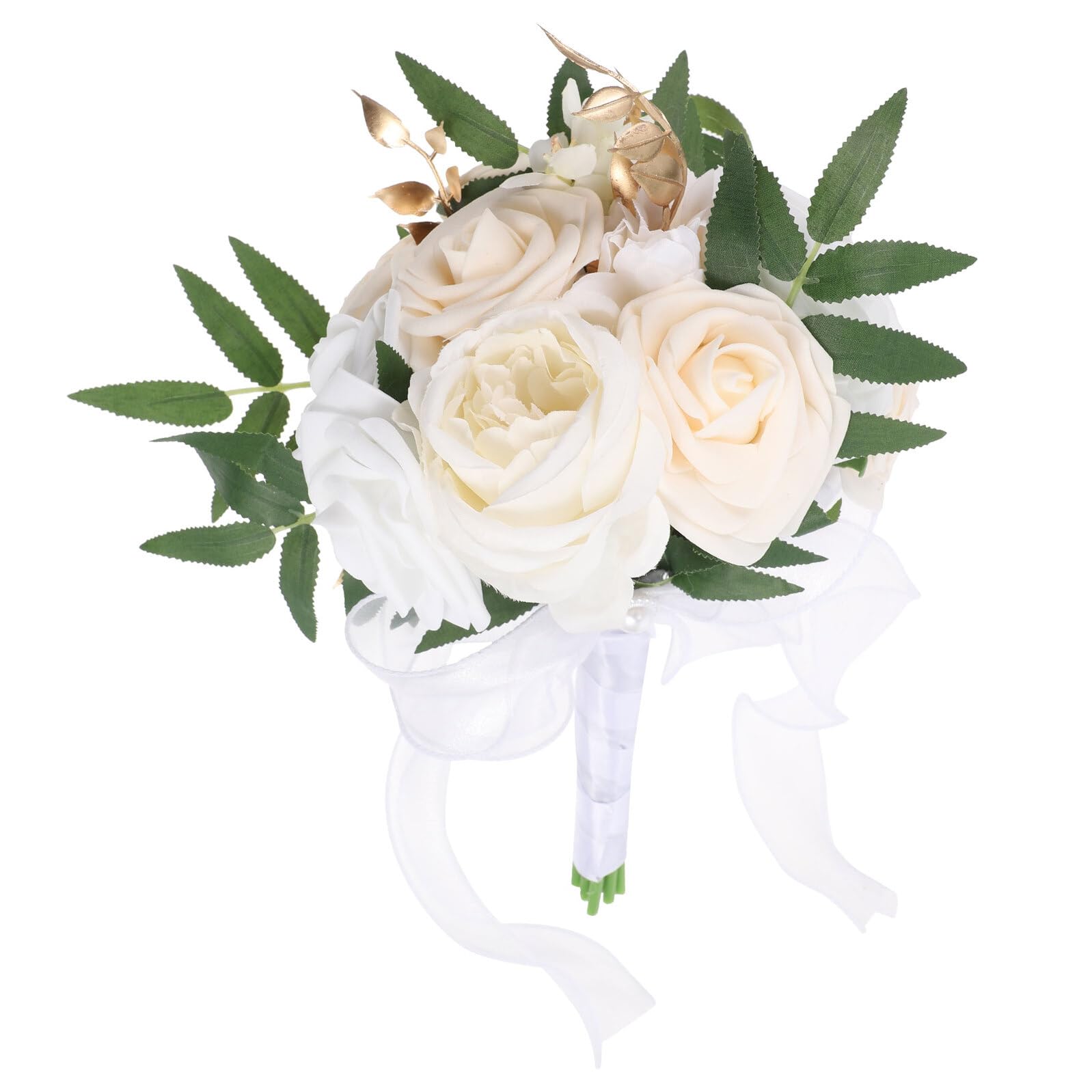 Bouquet de mariée artificiel blanc crème anti-flétrissement