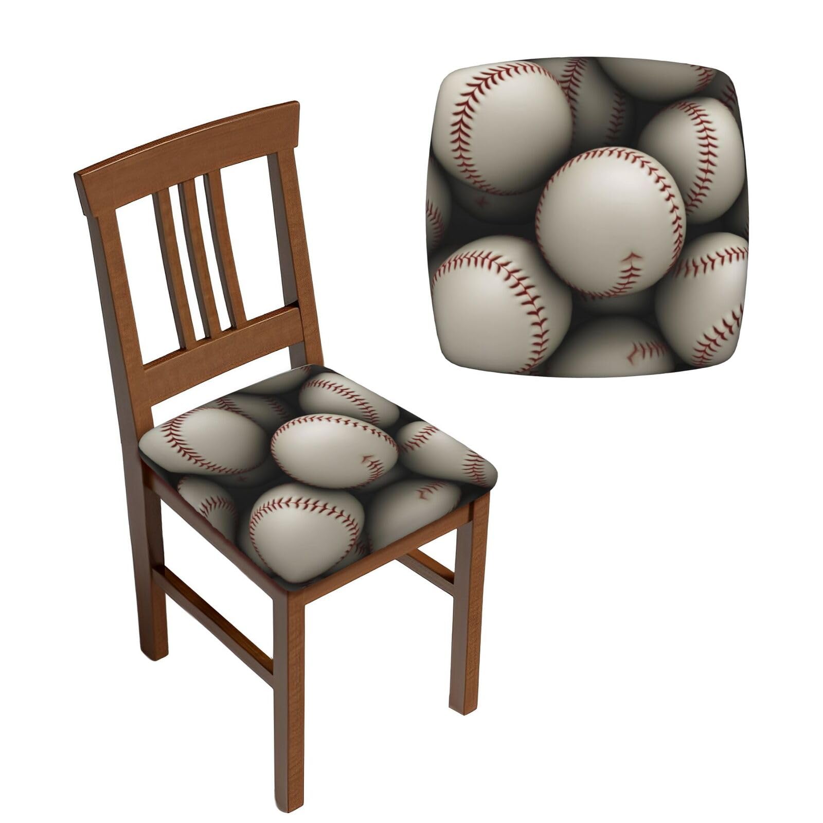 NONHAI 4PCS Dining Chair Seat Covers Set Baseball Stretch Removable Chairs Covers Washable Seat Cushion Slipcovers Protector for Dining Room Kitchen Chairs