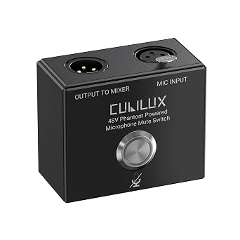 Cubilux MMX-1 XLR Mute Switch for Microphone, Full Aluminum Alloy Case MIC On/Off Switcher with 1/4 Arri Locating Mounting Hole