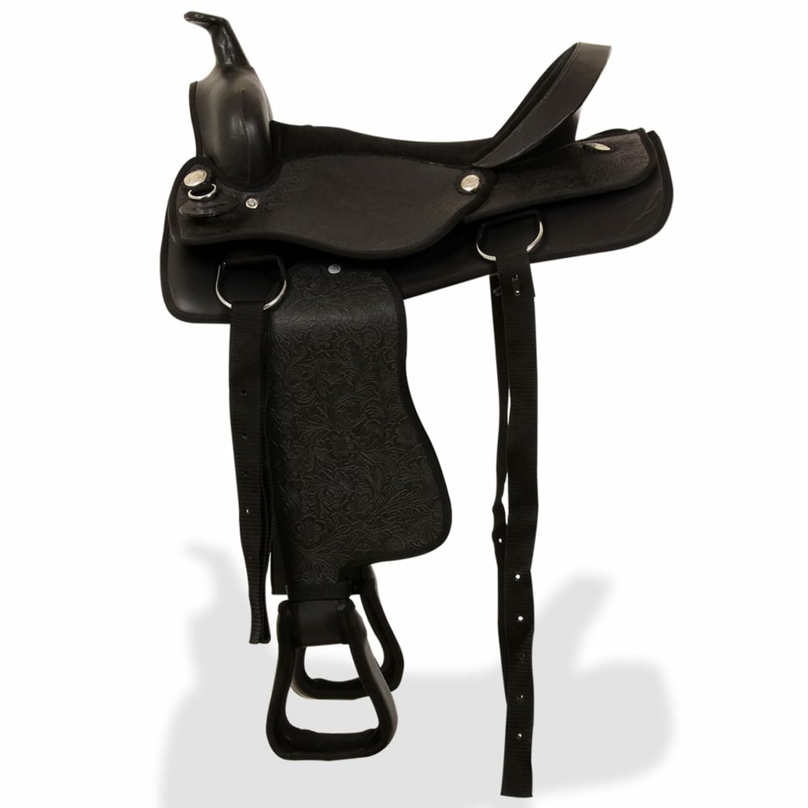 Homgoday Sella Western - Sella in vera pelle, 40,6 cm, colore: Nero