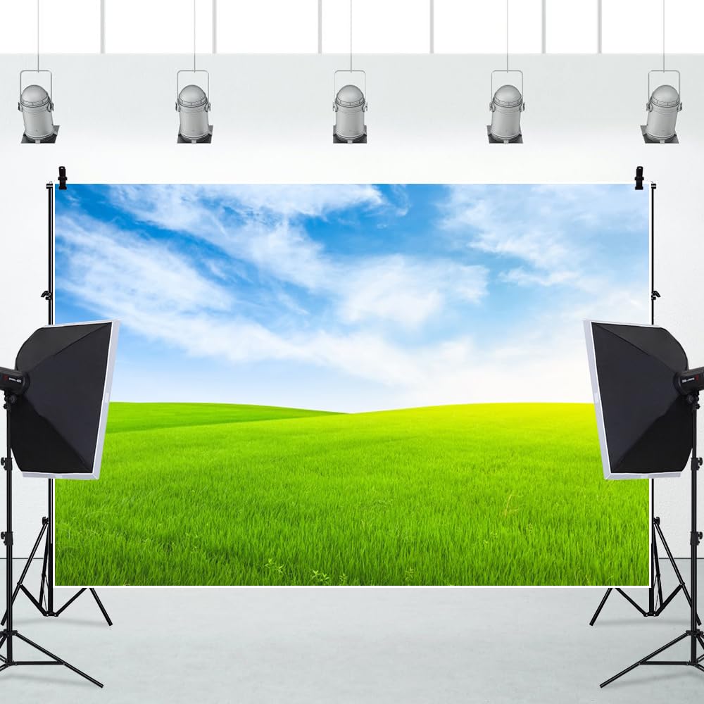 6 x 3 m pola zielone trawniki tło wiosenne łąki przezroczyste niebieskie niebo białe chmury wschody słońca fotografia tło na zewnątrz noworodek baby shower tło ślub urodziny przyjęcie