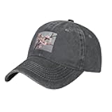 WHJDPP Black Washed Denim Baseball Cap Plum Blossoms Budding Picture Adjustable Cotton Hat Breathable & Lightweight