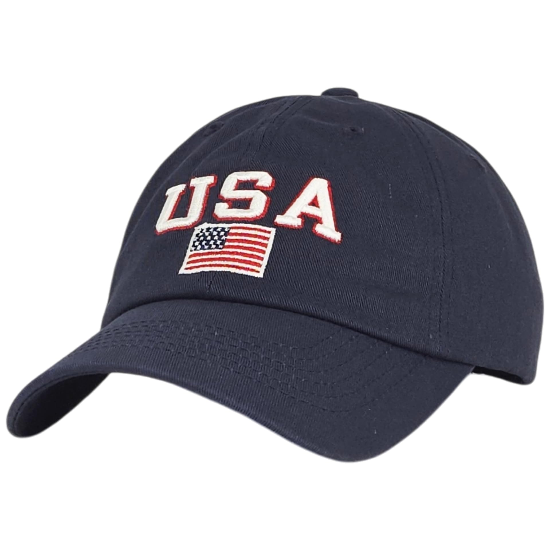 American Flag Baseball Cap 100% Cotton Adjustable Metal Buckle Strap Unstructured Low-Profile Hat for Men & Women