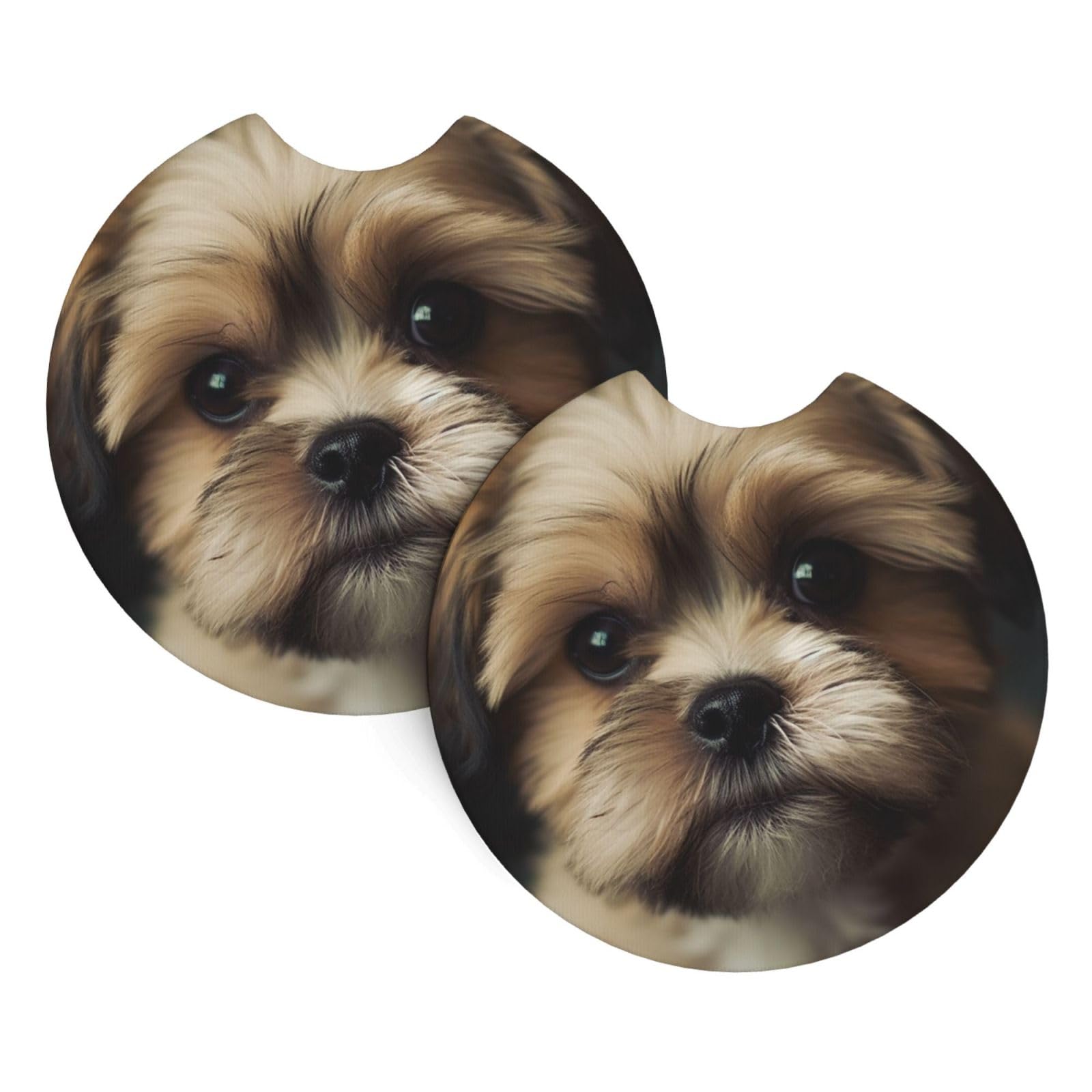 2 Pack Car Coaster for Cup Holders Little Dog Car Cup Coaster 2.7" Neoprene Non-Slip Automotive Cup Mat Universal Auto Car Interior Accessories for Women Men Cup Pad